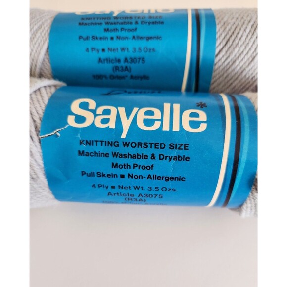 Vintage  Dawn SAYELLE Yarn - #712 -Steel Grey Lot of 2 100% Orlon Acrylic New - Picture 2 of 5